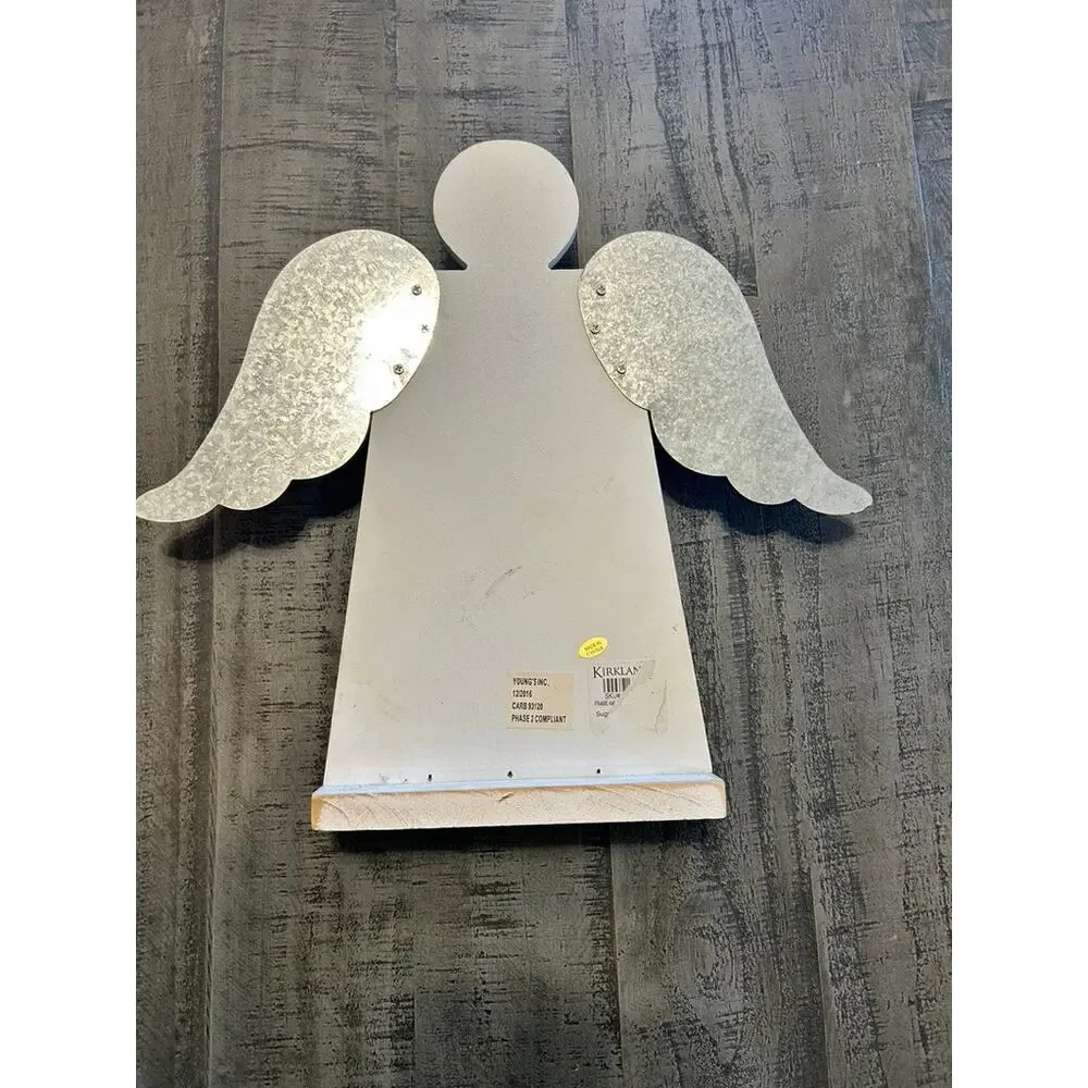 Rustic Wooden Angel Photo Holder Clipboard Blessed Farmhouse Wall Decor Blue